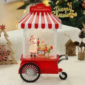 Wholesale Retro Christmas Trolley Music Toy Store Water Snow Lantern For Christmas Decoration Gifts