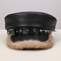 2026 Beanie nouveautés Fiddler Baker chapeau en gros automne hiver Pu cuir fourrures Boutique femmes mode chapeaux
