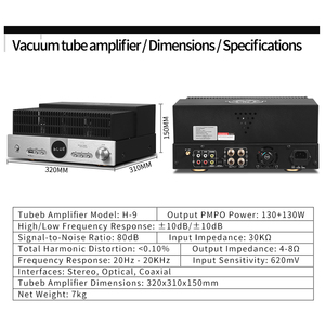 Hifi 2.0 Tube <strong>Amplifier</strong> Bookshelf <strong>Speaker</strong> System High-power 8-inch <strong>Speaker</strong> <strong>with</strong> BT,coaxial and Optical Interfaces. - Product Image 5