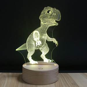Dinosauro In Legno di Notte Luce <span class=keywords><strong>3D</strong></span> Bambini Lampada Da Comodino 7 Colori Cambiano Dinosaur Giocattoli Illusione Ottica di Notte Della Lampada - Product Image 6