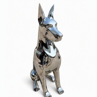 Escultura de Metal de Doberman en Acero Inoxidable Espejado, Escultura de Metal Personalizada de Animales Grandes para Decoración de Jardín de Hoteles de Lujo