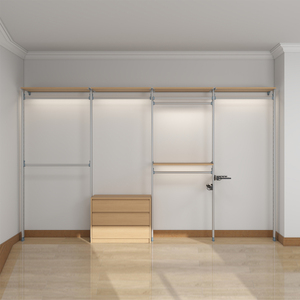Estante de armario moderno de aluminio de estilo abierto para dormitorio y guardarropa, almacenamiento integrado de ropa y zapatos - Product Image 3