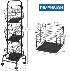 Multipurpose Kitchen <strong>Fruit</strong> and Vegetable Storage Rack Organizer Snack Food Drink Spice Bottle Towel Metal Basket <strong>Display</strong> Stand - Product Image 2