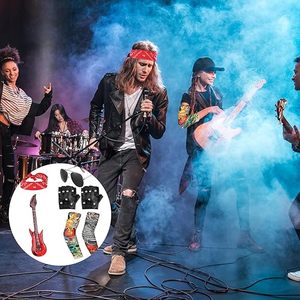 Kit d'accessoires de costume pour enfants 7 pièces, ensemble rock star, punk, heavy metal, déguisement pour garçons et filles, fête, cosplay, déguisement, fête à thème - Product Image 5