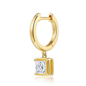 Boucles d'oreilles pendantes classiques carrées en moissanite 5,5 mm, testées au diamant, en argent S925 plaqué or 18 carats, couleur D, pureté VVS, pour femme - Product Image 6