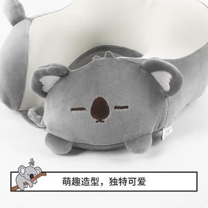 Almohada de viaje Topmoo de espuma viscoelástica en forma de U, almohada de cuello con diseño de animales de dibujos animados, soporte portátil para avión, oficina, siesta, caballo rojo de la suerte - Product Image 4