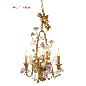 Primavera Messenger angelo lampadario decorazione camera da letto in rame lampada pendente del bambino cesto di fiori luci candele ottone opaco - Product Image 2