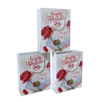 Sac cadeau en papier pour la Saint-Valentin, impression numérique, motif cœur rouge pailleté, pour fleuriste, carré, pour bouquet de fleurs, vente chaude