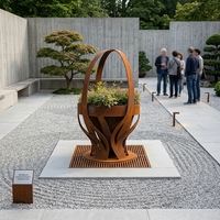 Jardinière en métal naturel résistant à la rouille, sculptée en forme de racine, pot de fleurs en acier Corten personnalisé, sculpture pour cour de style côtier
