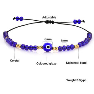 Pulsera de cuentas de cristal trenzadas para mujer, joyería hecha a mano, collar de <span class=keywords><strong>la</strong></span> <span class=keywords><strong>amistad</strong></span>, Ojo Azul malvado - Product Image 4