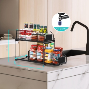 <span class=keywords><strong>Organisateur</strong></span> d'outils <span class=keywords><strong>mural</strong></span> en métal sous <span class=keywords><strong>évier</strong></span> avec tiroirs coulissants, rangement de salle de bain écologique à un seul niveau - Product Image 6