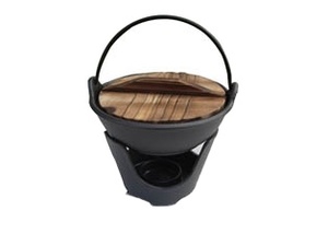 뜨거운 판매 주철 프리 시즌 식물성 기름 조리기구 캐서롤 일본 냄비 나무 커버 트레이, 캠핑 냄비 - Product Image 2