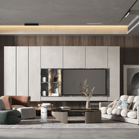 Meuble TV de rangement moderne en MDF blanc, pour hall d'hôtel, chêne gris, minimaliste, brun foncé, taupe
