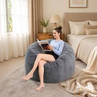 Fauteuil pouf en fausse fourrure de luxe, grand pouf ovale, ottoman, siège moelleux en peluche pour salon, chambre à coucher, 120x60cm