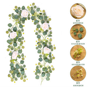 Feuilles d'eucalyptus artificielles de 2 m, vigne de rose des montagnes enneigées, feuilles de soie vertes, simulation de feuilles, plantes en rotin pour la décoration de la maison et des mariages - Product Image 2