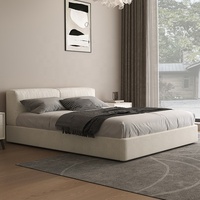 Cadre de lit double queen size moderne avec revêtement en tissu, style Kind, meubles de chambre à coucher