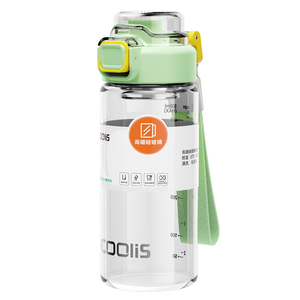 Hot Selling 500ml High Borosilicate Glass Water Bottle Promotional Drinkware with Time Marker for Fruit Tea Coffee