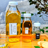 Bouteilles en verre carrées pour boissons et jus, 250 ml-1000 ml, avec bouchons à vis, fabrication chinoise, logo OEM, pour commandes en gros