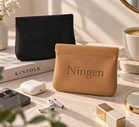 Pochette cosmétique en cuir PU avec fermeture à pression, logo personnalisé, pour femmes, sac à maquillage, vente en gros