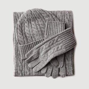 Tricot cachemire écharpe chapeau gant ensemble doux chaud bonnet femmes cachemire chapeau gant et écharpe ensembles - Product Image 5