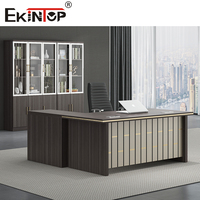 Ekintop Bureau de Direction Moderne en Bois en Forme de L, Mobilier de Bureau Exécutif de Luxe, Table de Travail de Gestionnaire, Bureau de Coin de PDG