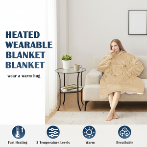 Custom Logo Winter Warm Hooded Blanket Wearable Fleece Puffy <strong>Christmas</strong> <strong>Hoodie</strong> TV Blanket for Kids and Adult - Product Image 1