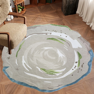 Manna Carpet Factory Tapis rond minimaliste moderne tufté à la main lavable pour chambre à coucher hôtel bureau et pique-nique utilisation ensembles de tapis - Product Image 1