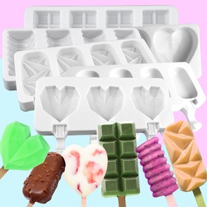 Silicone Ice Cream Mold 4 Cavity Square Spiral Heart Chocolate Popsicle Mold For Jelly Ice Cream Making - Product Image 1