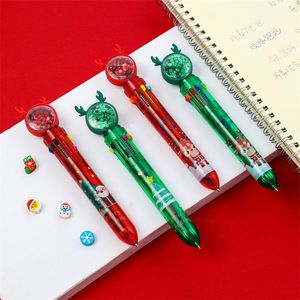 Stylo à bille à 10 couleurs avec bouton poussoir et paillettes de Noël, prix de Noël créatif, petit cadeau pour enfants et étudiants. - Product Image 4