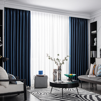 Tela azul profundo de alto sombreado para sala de estar moderna, parasol, cortinas de ventana con aislamiento térmico, cortinas y cortinas de alta calidad
