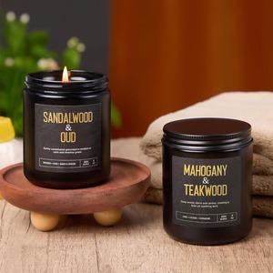 Bougies à mèche en bois crépitantes pour hommes : Lot de 4 bougies parfumées au soja de 36 oz pour la maison, jusqu'à 200 heures de combustion, parfum masculin - Product Image 3