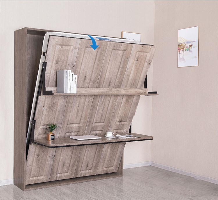 Matériel en bois moderne simple lit pliant lit caché/invisible lit/lit pliant avec bureau pour meubles de chambre