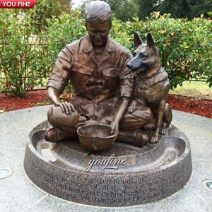 YOUFINE <span class=keywords><strong>Statua</strong></span> in Bronzo a Grandezza Naturale di <span class=keywords><strong>Uomo</strong></span> e Cane, Scout Handler, per Parchi Commemorativi e Piazze Pubbliche - Product Image 3