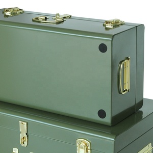 Tronco de almacenamiento verde de Navidad Tronco de metal con accesorios de bloqueo dorado claro Tronco de recuerdo - Product Image 3