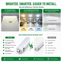 Luminaria LED Tri-Proof IP66 a Prueba de Vapor, 20W-120W, 130LM/W, Potencia y Temperatura de Color Seleccionables, Impermeable, Lineal, para Garaje o Almacén