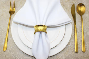 Support de serviette rond en alliage d'aluminium électroplaqué brillant, accessoires de fête, style américain, plateau de table en métal poli - Product Image 5