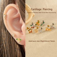 HENGSEN Boucles d'oreilles clous colorées en zircon, motif cœur, fruits et bonbons, hypoallergéniques en acier inoxydable, pour piercing de cartilage et de lobe