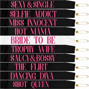 Glitter Print Satin <b>Sash</b> Set Bridal Shower Decorations <b>Bride</b> to Be Bridesmaid Favor Custom Bachelorette Party <b>Sashes</b> - Product Image 1