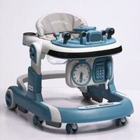 Marche-bébé anti-renversement avec musique, téléphone, horloge et jouets, multifonctionnel, pliable, pour l'apprentissage de la marche des tout-petits