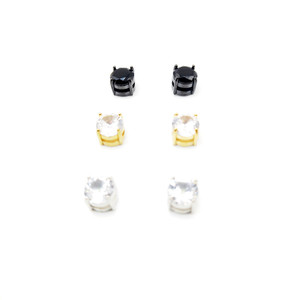 Fashion Geometric Clip-on <b>Earrings</b> Round Zircon Zinc Alloy Claw Setting Unisex Non-Pierced Ear Clips <b>Studs</b> - Product Image 1