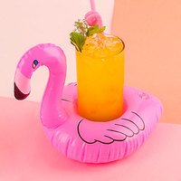 Support de gobelet gonflable flottant, 5 pièces, de couleur rose, pour boire, sous-verre, à motif de flamand rose