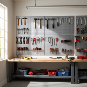 Panel de Almacenamiento de Herramientas de Acero, 4 Piezas, 15.7x22.8, para Montar en la Pared, Color Gris - Product Image 2