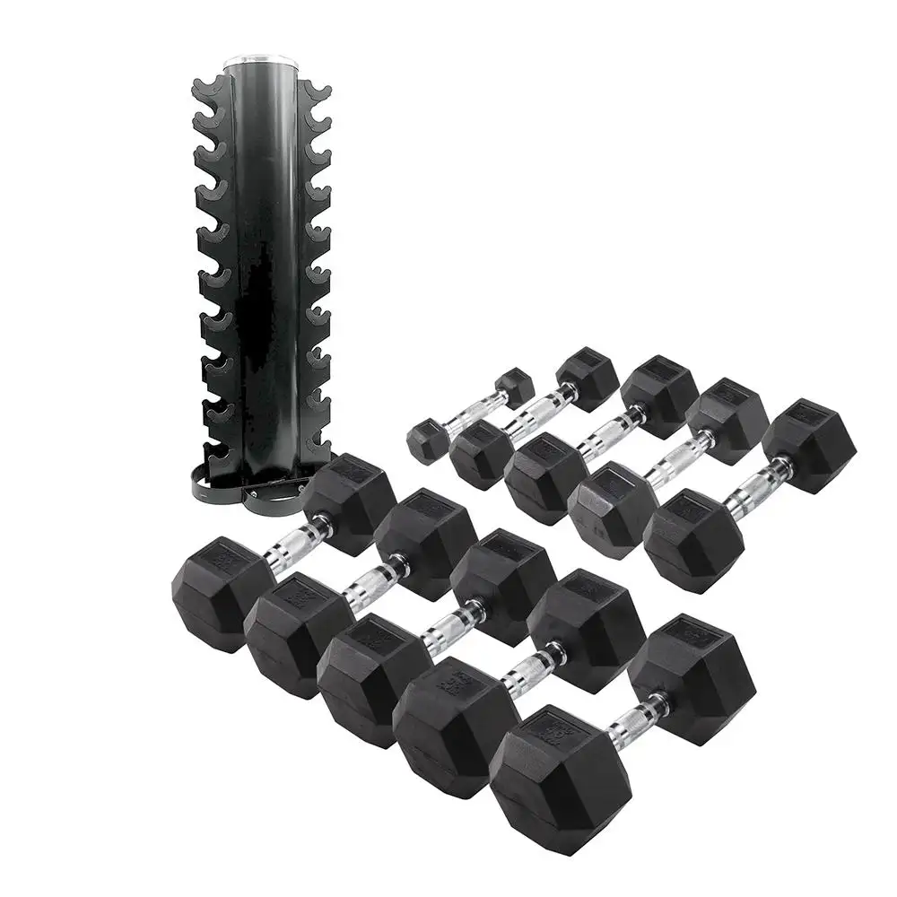 Bunnyhi YL005 Gym Goedkope Gewicht Zeshoekige Hexagon Dumbbells Paar Dumbbells 10Kg Hex Rubber Halter Set