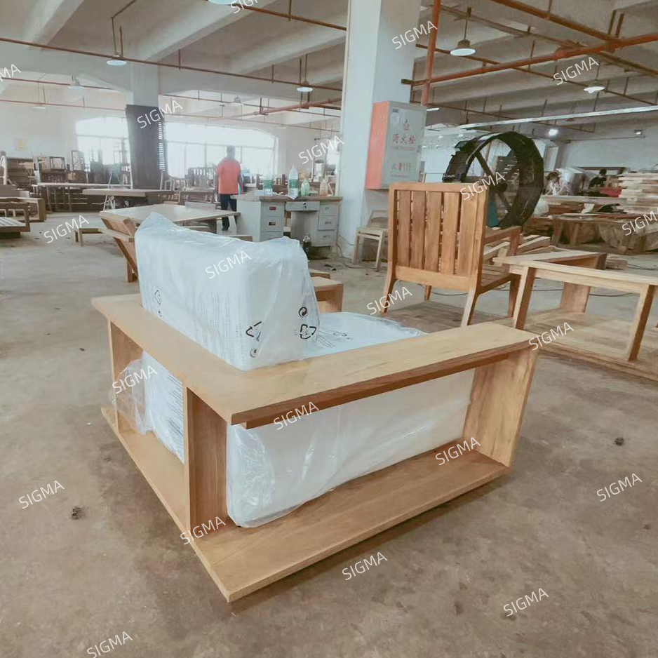 Factory Hot Selling Outdoor Teak Sofa Villa Hotel Terrace Solid Wood Seat Garden Lounge Leisure Sofa Set