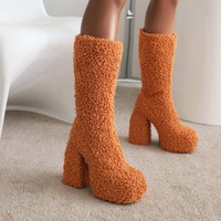 Bottes en fourrure pour femmes, chaussures d'hiver à talons compensés, bottes pour femmes et filles, chaussures en stock