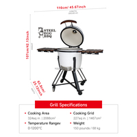 Grill à charbon de bois SEB de 18 pouces, de forme ovale, Kamado, pour cuisine extérieure, maison et jardin