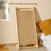 Grattoir à chat en sisal vertical en forme de L, cadre en bois massif, planche à gratter pour chats d'intérieur
