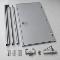 Ensemble porte et cadre coupe-feu en acier, kit de porte métallique ignifuge avec serrure et ferme-porte