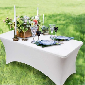 Manteles de mesa personalizados, mantel <span class=keywords><strong>Rectangular</strong></span>, falda ajustada, 6 pies, 8 pies, cubierta de mantel, poliéster/licra, elástico, Lino elástico - Product Image 5
