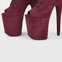 Bottines à plateforme sexy en velours pour femmes, 20 cm, talon aiguille, lacets, hiver, boîte de nuit, pole dance, défilé de mode